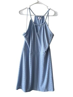 Candie's Light Blue Eyelet Mini Dress with Spaghetti Straps